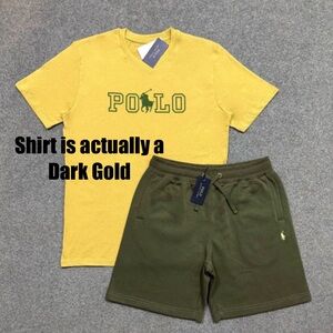Polo by Ralph Lauren Yellow T-Shirt and Green Shorts Set